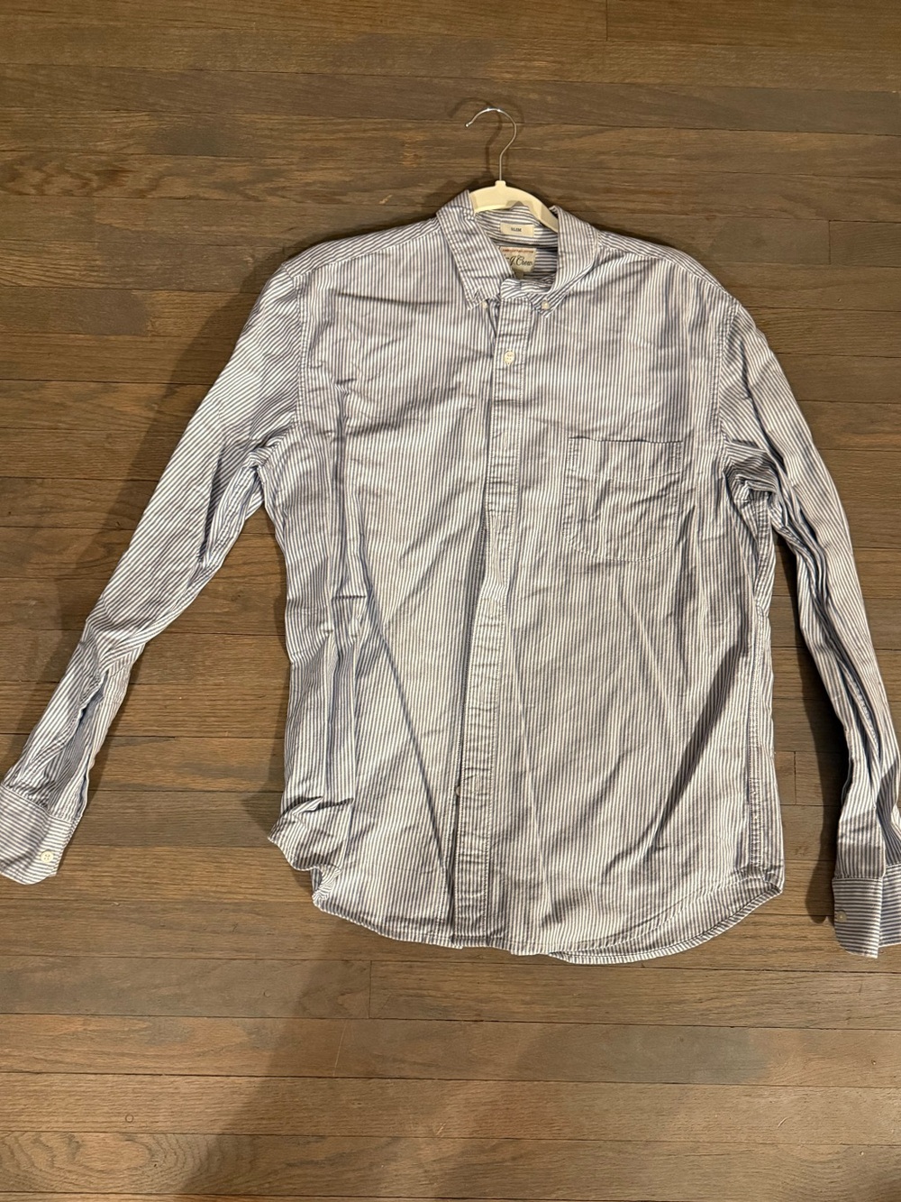 J. Crew Blue and White Pinstripe Button-Down Shirt